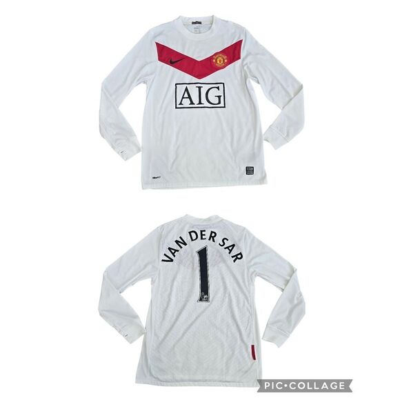 Authentic 09–10 Nike Man United Goalkeeper Jersey Van Der Sar #1 Size S Retro - Picture 1 of 11